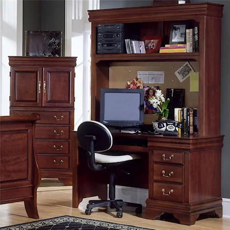 Single Pedestal Computer Desk and Hutch
